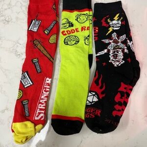Stranger things Themed Socks - Red, Yellow, Black